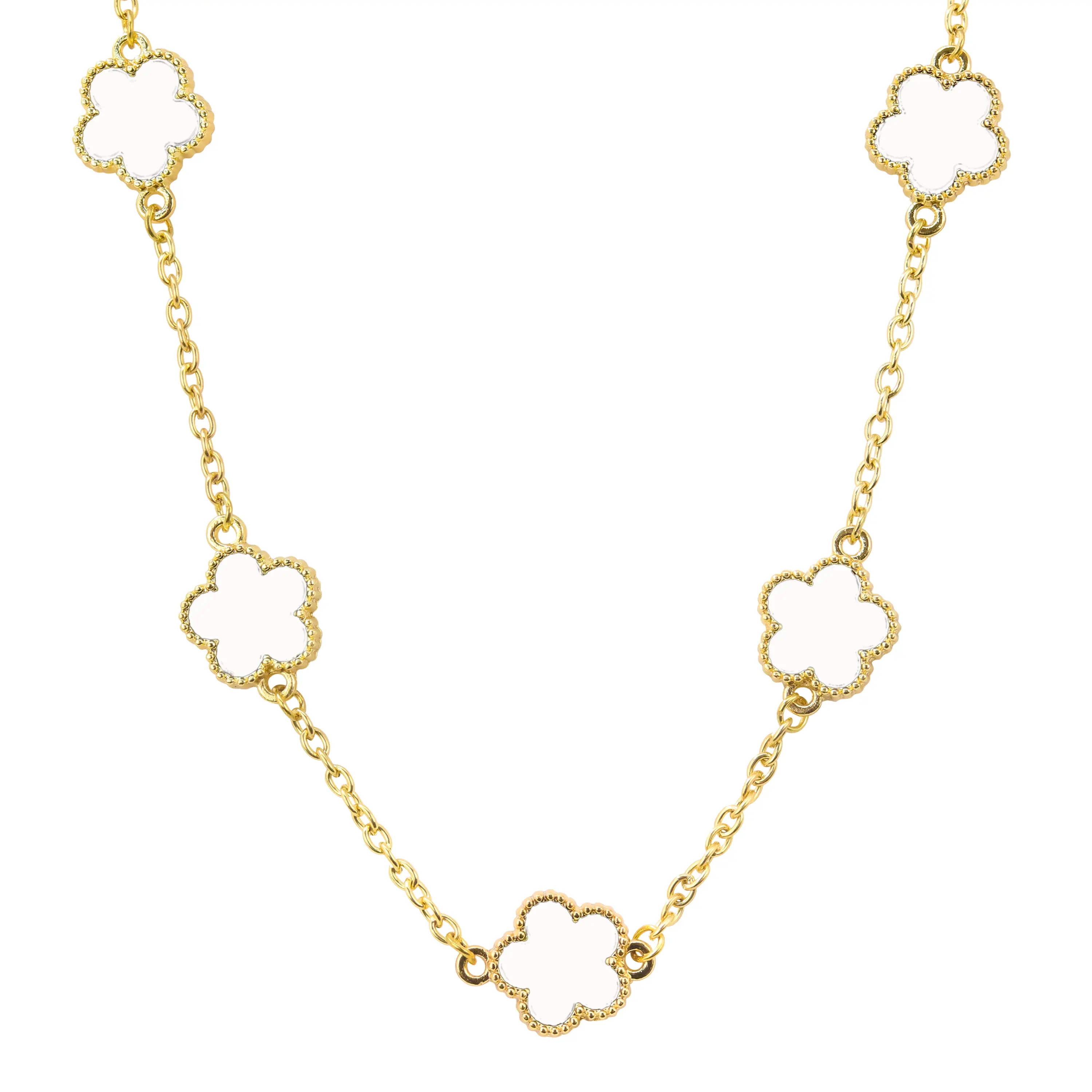 Men's Elegant 15mm White Multi Necklace – Alloy with Coated Finish