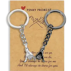 2PCS Pinky Promise Matching Keychains – Cute Symbolic Couple Gift Set for Couples and Best Friends, Trendy Daily Carry Charm, Durable Keepsake for Anniversary, Friendship, Everyday Use
