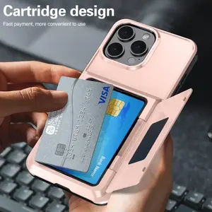 Card Wallet Phone Cases iPhone 16 15 14 Pro Max 13 12 11 Pro Shockproof Protective Cover for iPhone 16 Flip Shell with Stand