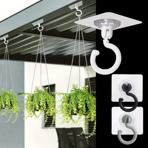 10 Pack Rotating Sticky Hooks for Wind Chimes Plants Ceiling Decor, No Drill Needed Strong Adhesive Hangers, Practical Home Decoration Accessories