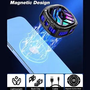 Magnetic Temperature Display Cell Phone Cooler RGB Fan with Semi-Conductor Chip for SmartPhone Tablet Mobile Gaming Live Streaming