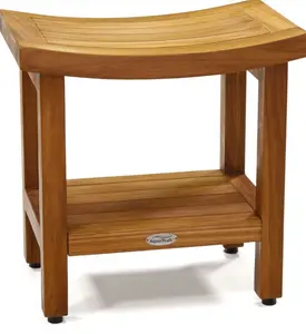 Aquateak Patented 18" Sumba Teak Shower Bench with Shelf - Durable Teak Wood Construction & Spacious Storage Shelf for Bathroom