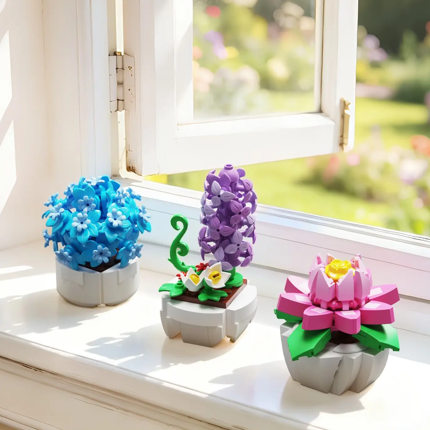 3D Romance Blooming Pink Rose Iris Botanical Building Blocks Set - Mini Blue Brick Potted Puzzle, Safe & Durable Stacking Toy, Succulent House Decoration, Creative DIY Collectibles Gift for Girls (Thanksgiving, Father’s Day, Memorial Day), Black Friday