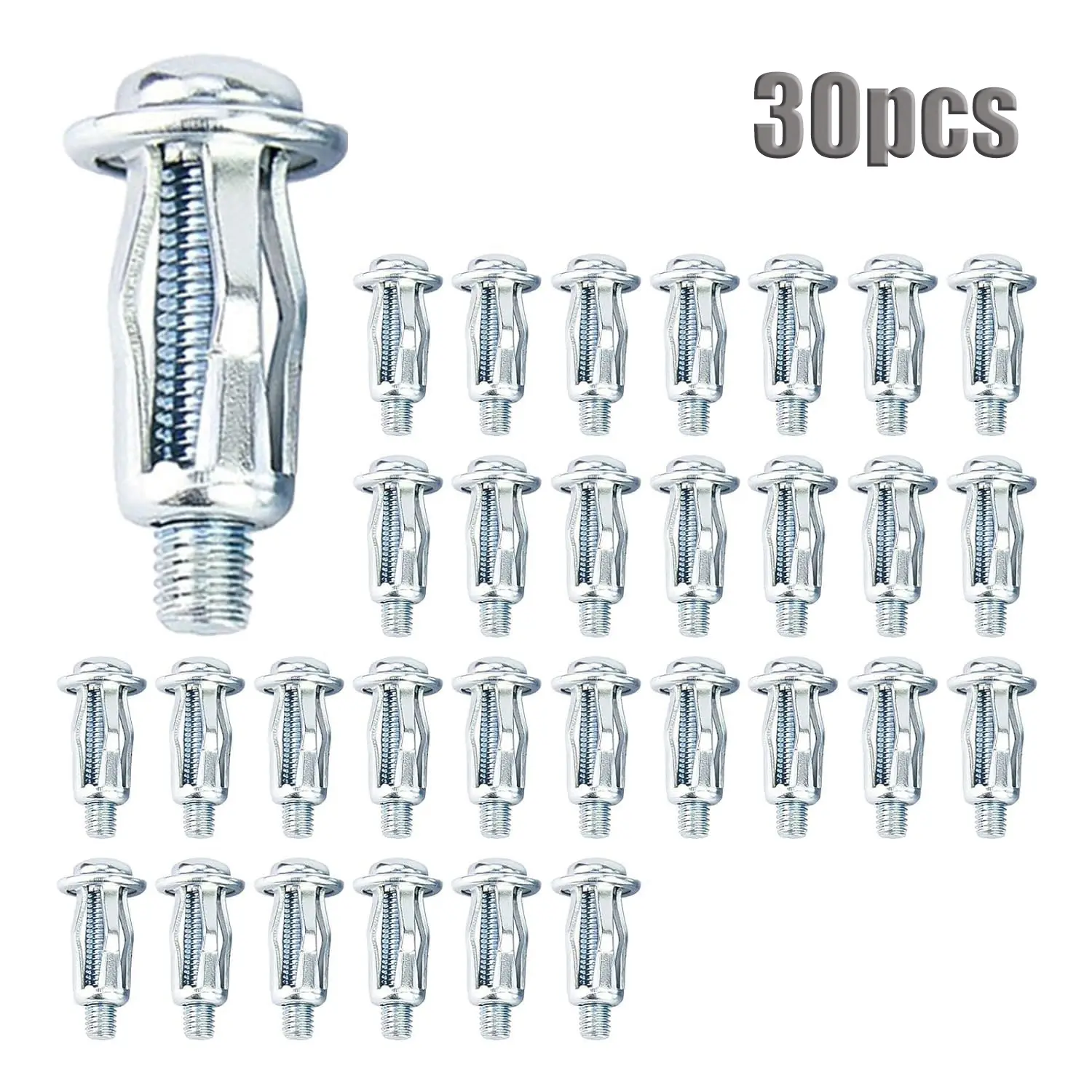 30pcs Combination Petal Expansion Nut Screw Czech Nut Hollow Iron Plate With Cross Groove Expansion Bolt Rivet Nut M4/M5/M6 Size Durable Metal Material