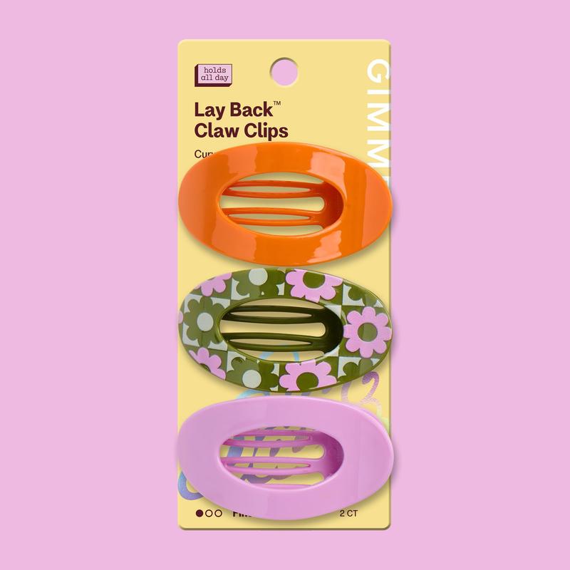 Gimme Beauty Lay Back Claw Clips - Fine, Peachy Keen, Terracotta & Dusty Lavender, Retro-Inspired Claw Clip for Fine Hair