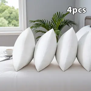 4pcs High Quality Fluffy Square Pillow Cores with Zipper - Plump White Stuffer Cushion Inserts, Ideal for Sofa, Bed & Patio Cushion Fillings, Perfect for Outdoor Camping And Travel, Great Family Gift Choice