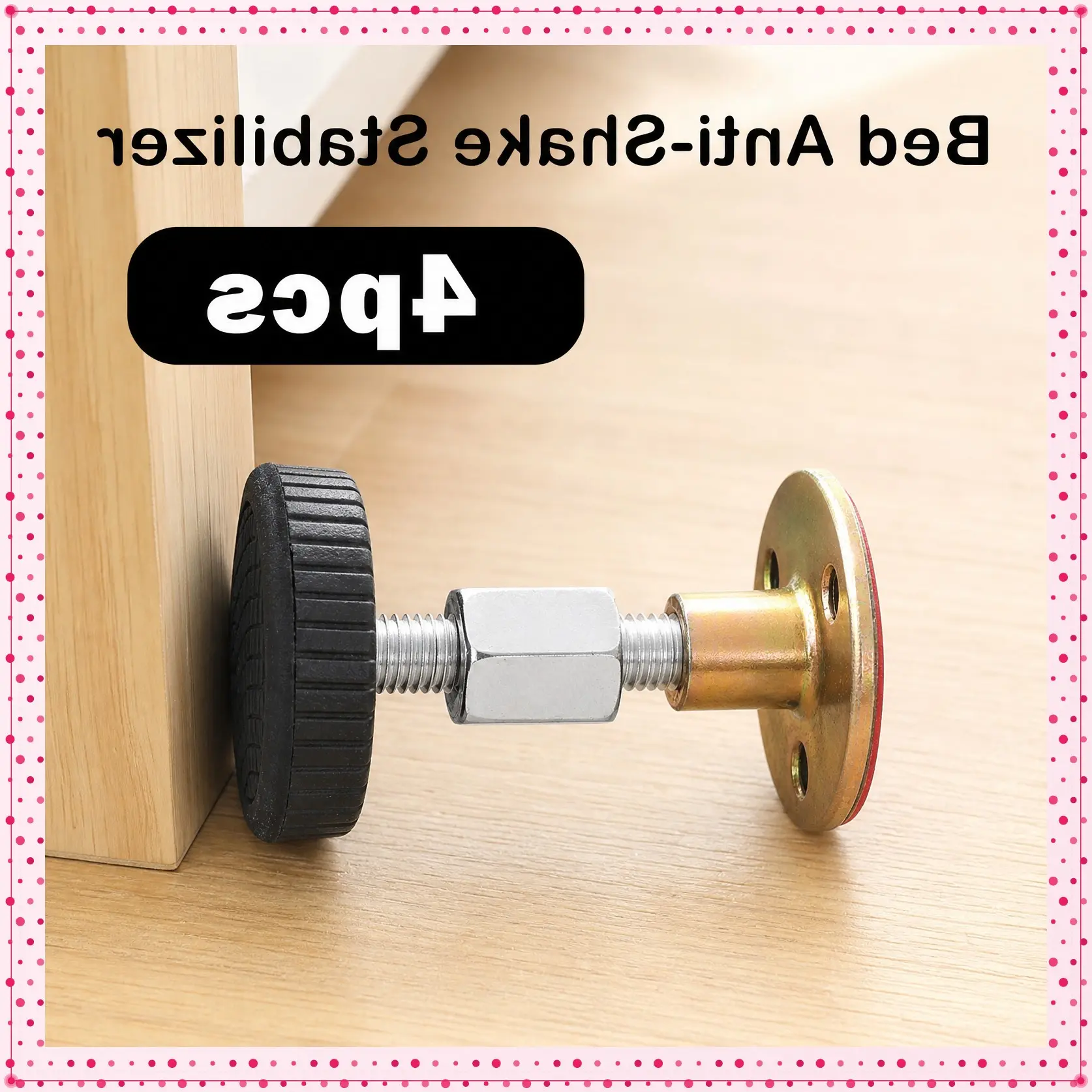 4 Counts Adjustable Threaded Headboard Stoppers Fixer,Wall-Mounted Headboard Stabilizers, Headboard Support Tool, Quick & Easy Setup