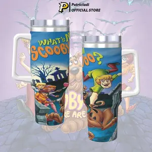 Scooby Doo "What’s New Scooby-Doo" Tumbler 20oz-40oz Stainless Steel, Double Wall Insulated, With Handle & Straw – Funny Gift for Scooby Doo Lovers & Fans