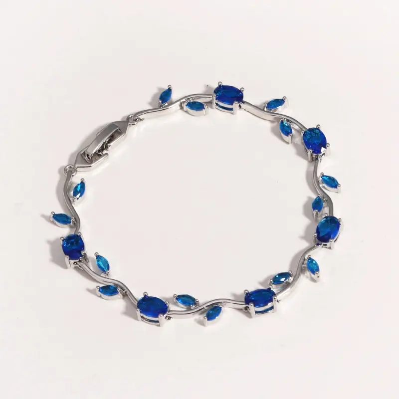 Elegant Flower Vine Bracelet for Women, Platinum-Plated with Colorful AAA Zirconia Gemstones, Chic Diamond-like Bling Effect Bridal Jewelry, 7 Inch, Pretty Bracelet, Chic Bracelets & Bangles