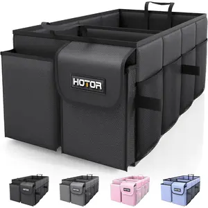 Trunk Organizer-Car Organizer, Foldable Trunk organizer For SUVs,Sedans, Sturdy Car Organization With Car Accessories, Tools, Sundries, Black, 2 Compartments, 21.3"×12.6"×10.6"