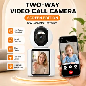 Two-Way Video Calling Camera with Screen, One-Touch Call, Smart Tracking, Night Vision, WiFi Security Camera for Elderly & Kids Care