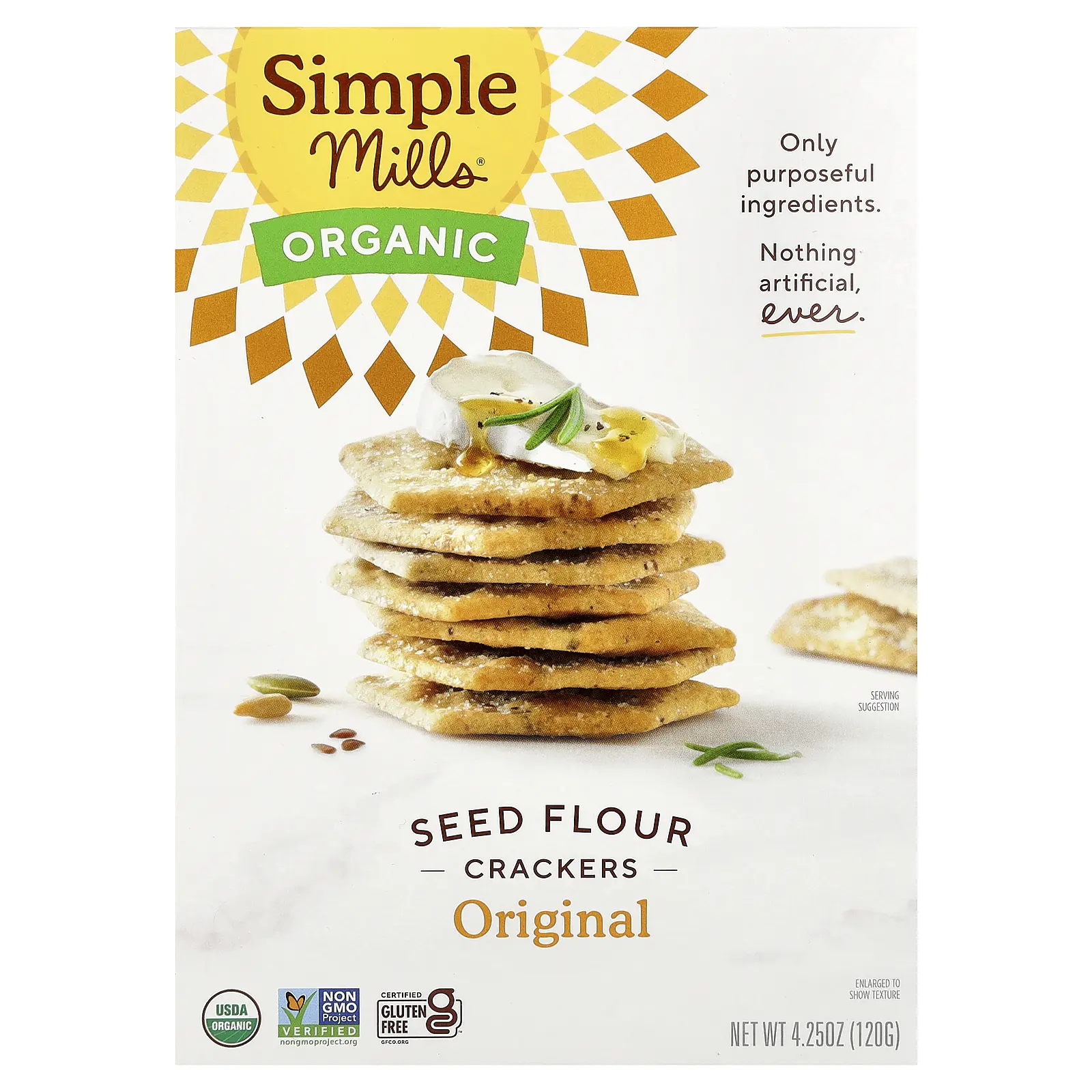 Simple Mills Organic Seed Flour Crackers, Original, 4.25 oz (120 g)