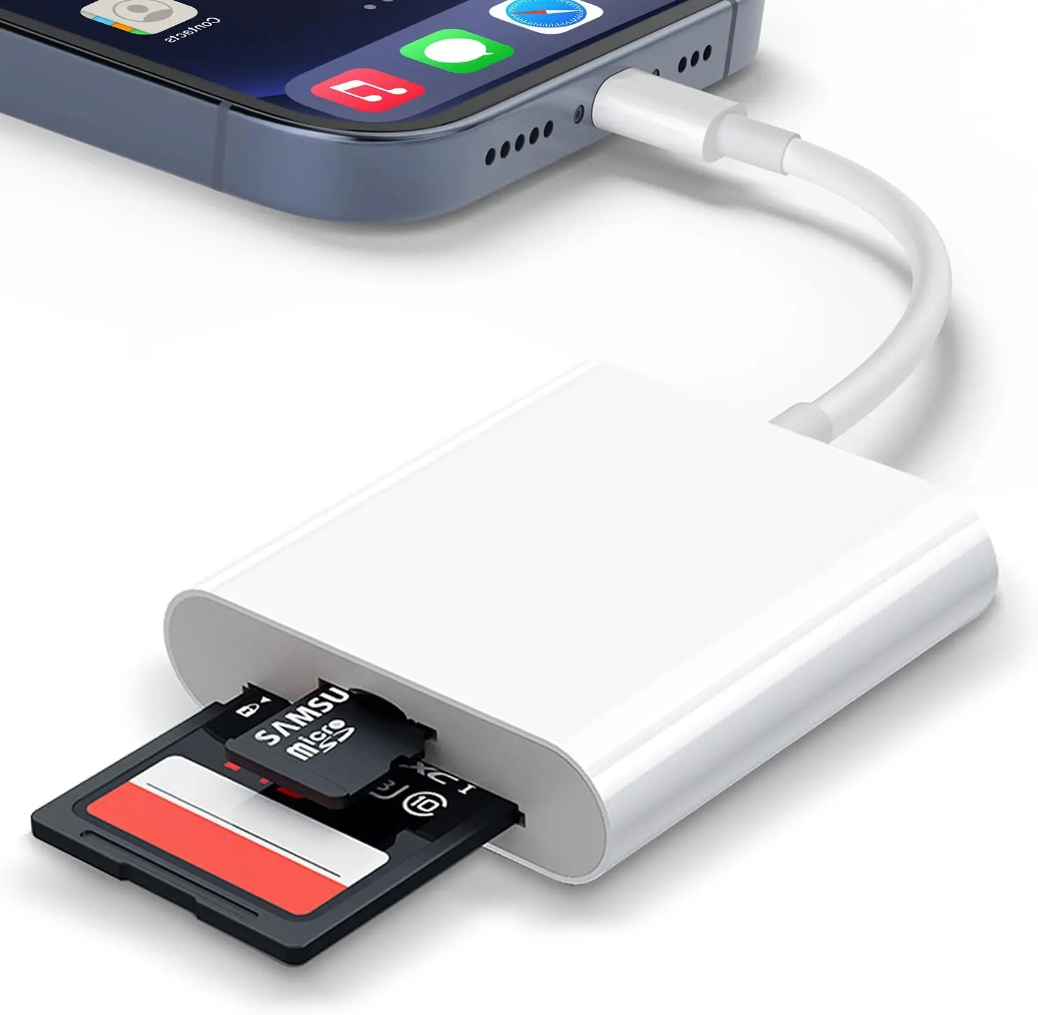 SD Card Reader for  iPad, 2-in-1 Memory Card Reader Lightning Reader with Dual Slot Digital Trail Camera Viewer SD Card Adapter for iPhone14/13/12/11/XS/XR/X/8/7/Plus/Pro/iPad, Plug and Play
