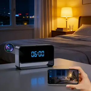 wifi surveillance camera, 1080P high-definition wireless camera clock, night vision function, motion detection, loop recording, remote real-time viewing function, is very suitable for home, office and warehouse monitoring