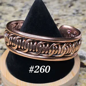 #260 Pure Copper 6 3/4" x 1"   Hand-Woven Cuff Bracelet Handmade Artisan Jewelry Unisex Gift Ready Open Cuff Design Comfortable Daily Wear