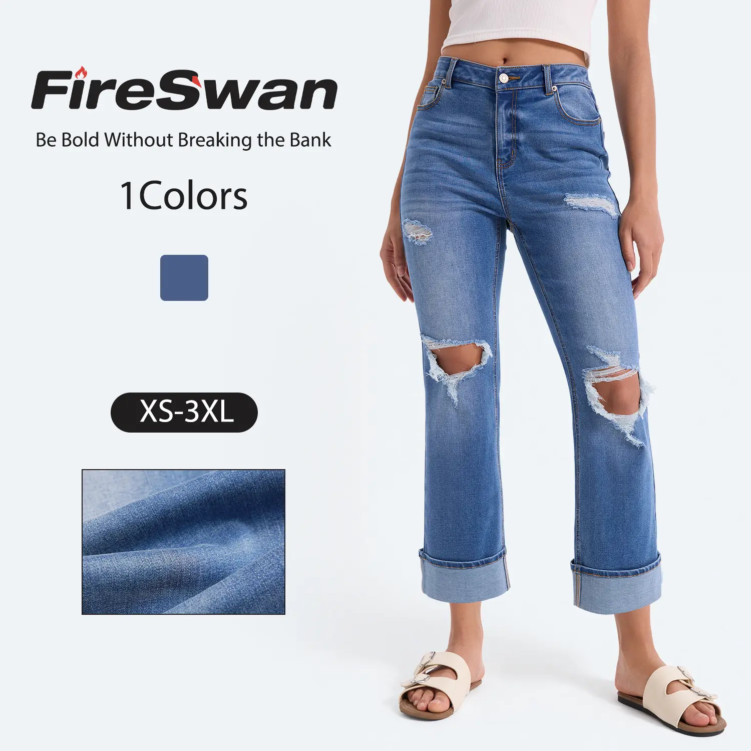 FireSwan 2026 New Vintage-Washed Women's Jeans Ripped and Frayed Design Slightly Flared Slim Fit Spring/Summer/Fall Three-Season Jeans#Fallvibes