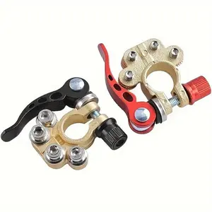 Brass Battery Terminal Connectors Set of 2, 4-Pole Quick Disconnect for Cars Trucks Boats, Durable Copper Plated Contacts, Car Parts, Auto Parts