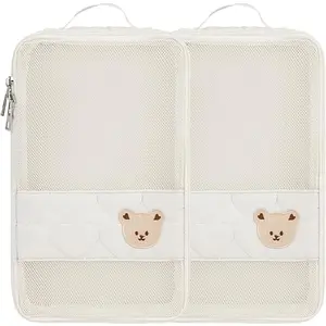 Diaper Organizer - 2 Pack  Pouches, Mesh Bag, , Washable or Cloth Diapers (White)