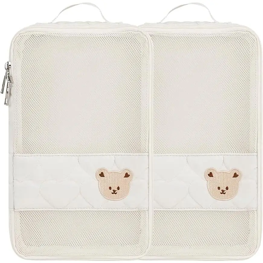 Diaper Organizer - 2 Pack  Pouches, Mesh Bag, , Washable or Cloth Diapers (White)