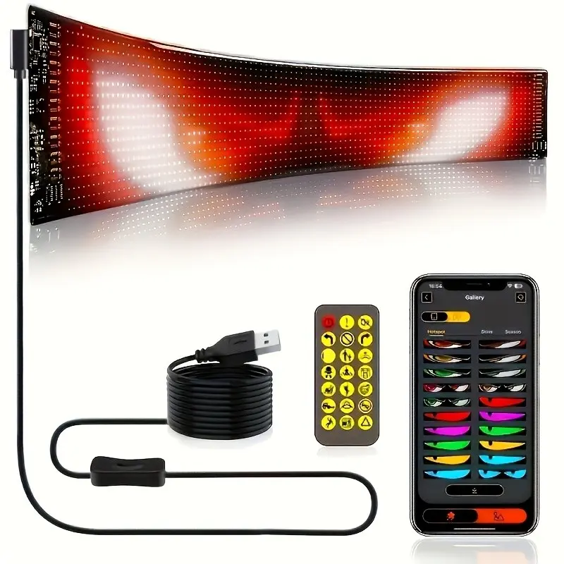 Programmable LED Sign, Flexible Digital Sign, Scrolling LED Sign, Creative use, Flexible Display, App Control, App Controlled Lighting, DIY Design Animation, Wall-Mountable or Desktop Use, Ideal for Home Decor, Art Projects, Cafes, Game Rooms
