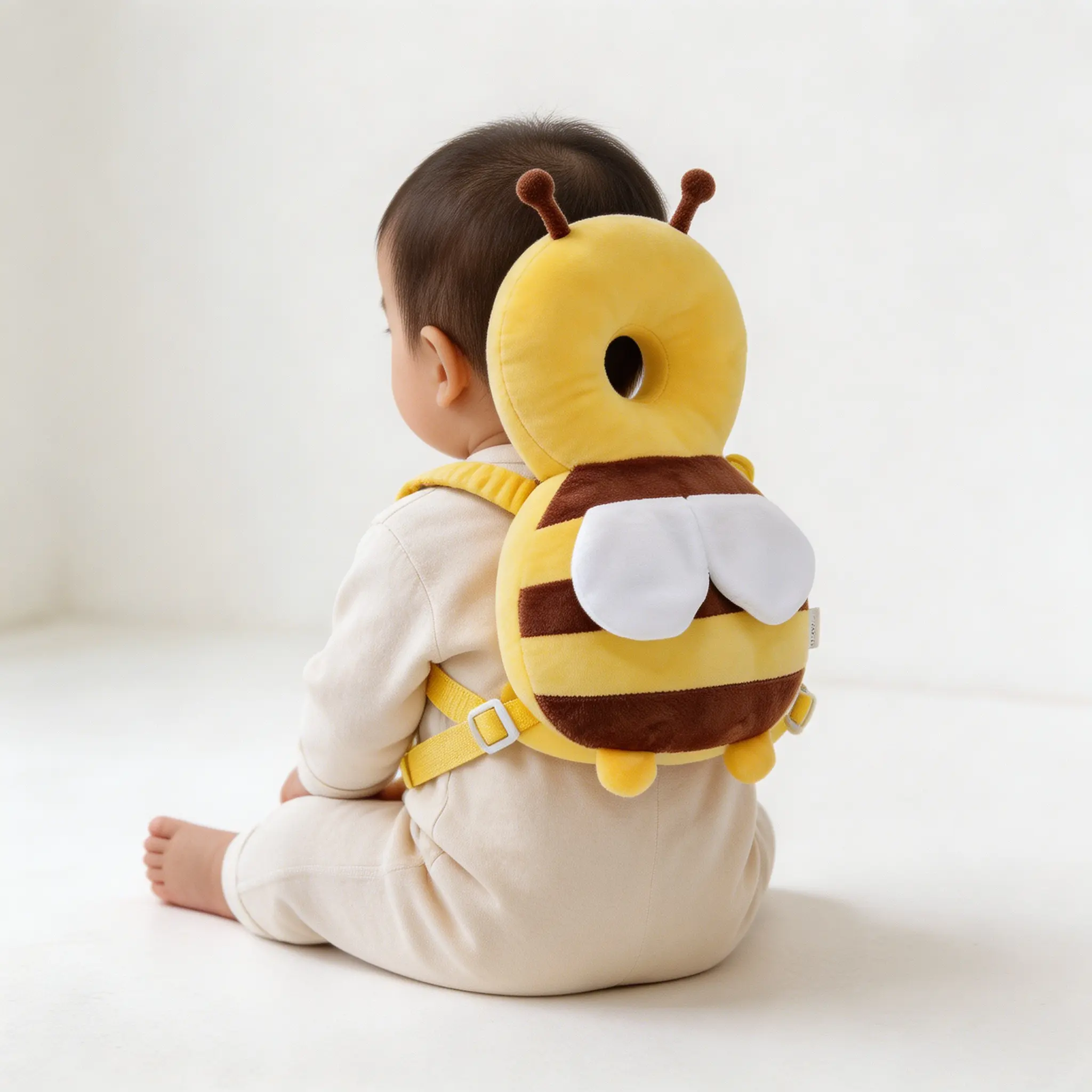 Cute Bee Design Baby Headrest Pillow, Breathable Baby Headrest Protective Pad, Baby Walking Headrest Pillow Harness Gifts Newborn Carrier