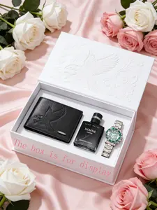 Valentine's Day Gift Set, Fashion Watch, High-End Wallet, Romantic Perfume, Heartfelt Present for Loved Ones, All Seasons, Premium Gift Box