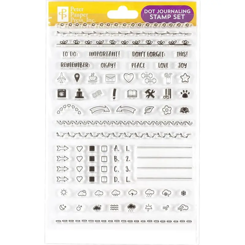 Dot Journaling Clear Stamp Set (60 Individual Stamps), Silicone