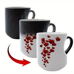 Frosted Heart Matte Color Changing Ceramic Coffee Mug