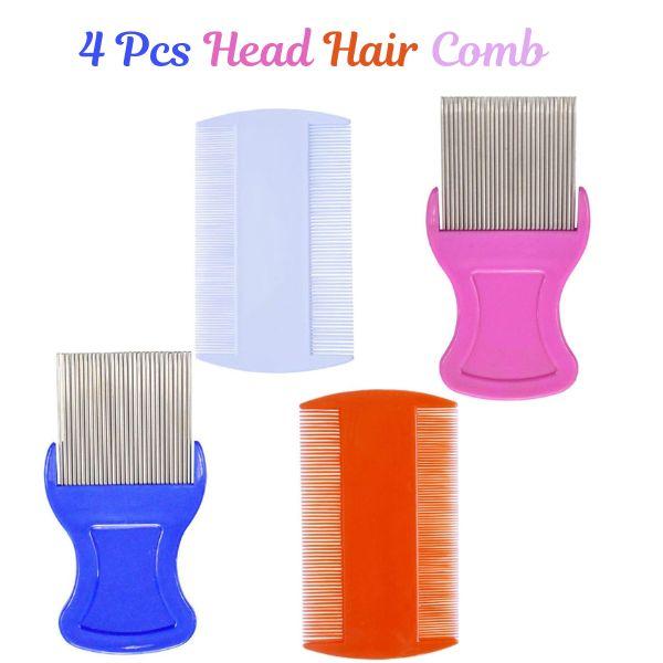 4Pcs Hair Comb Set, Double Sided Hair Combs & Dandruff Removal Comb with Metal Teeth, Rat Tail Styling Comb Kit for Detangling, Scalp Care & Hair Styling Tools for Women & Men