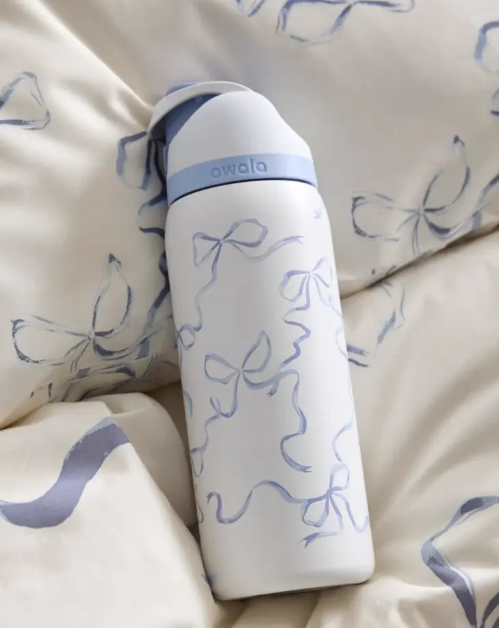 Owala Tied And True Blue Bows FreeSip Water Bottle 32oz Limited Edition Insulated Stainless Steel Bottle
