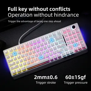 hot swappable mechanical keyboard、98 key gaming keyboard、RGB side light keyboard、mechanical red switch、ergonomic keyboard、full key anti-ghosting、wired gaming keyboard、volume control knob keyboard