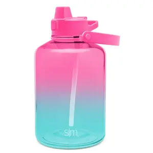 Simple Modern Half Gallon 64 oz Summit Water Bottle with Push Button Silicone Straw Lid & Motivational Measurement Markers | Large Reusable Tritan Plastic Water Jug