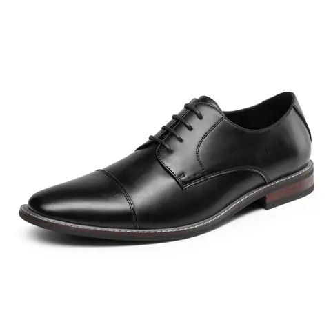 BRUNO MARC Men's Formal Vegan Leather-Covered Oxfords - Faux Leather Lace-Up Shoes with Comfortable Arch Support, Solid Rubber Sole, Closed-Toe Fit for Work, Business, Wedding (TikTok Shop Back to School)