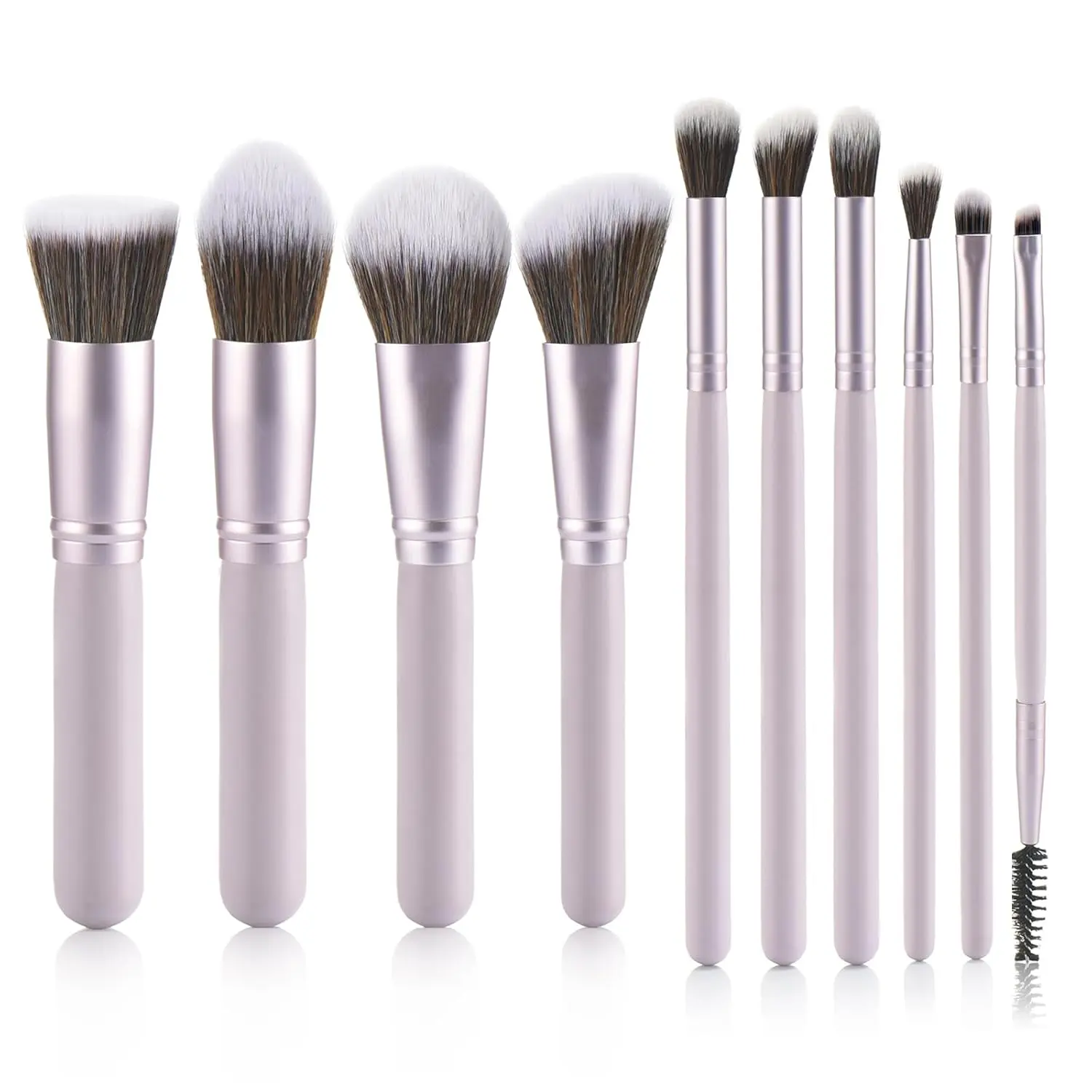Elegant Purple Makeup Brush Set with Sponge - 10pcs Wooden Handle Makeup Brushes for Women and Girls, Includes Essential MAKEUP BRUSHES and MAKEUP SPONGE Tools for Flawless Application