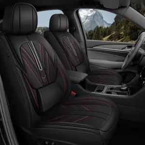 Full Set Auto Seat Protectors for Toyota Corolla 2000-2019, Breathable Material Waterproof Faux Leather Anti-Slip 5-Seat Vehicle Covers with Airbag Compatibility, Headrest & Lumbar Cushion