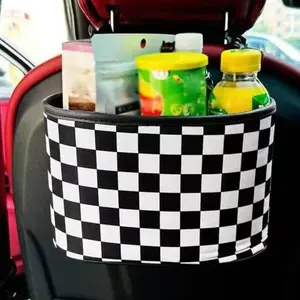 Car Seat Back Storage BagHoliday HaulCheckerboard Pattern Car Seat BackOrganizer, Car interior Accessories for CarStowing & Tidying,Boujee Car Accessories