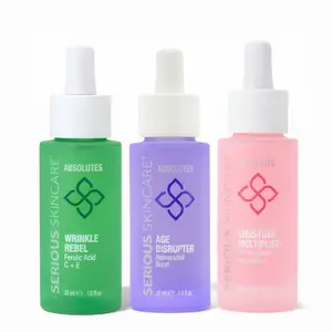 Serious Skincare Absolutes Trio Anti-Aging Serums – Age Disrupter, Wrinkle Rebel & Moisture Multiplier | Brightening, Firming & Hydrating (3 x 1oz)