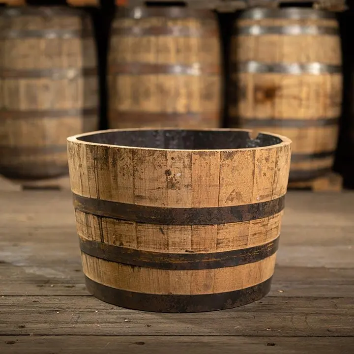 Half Bourbon-Whiskey Barrel Planter, Outdoor Garden Pot for Home Improvement & Plant Display