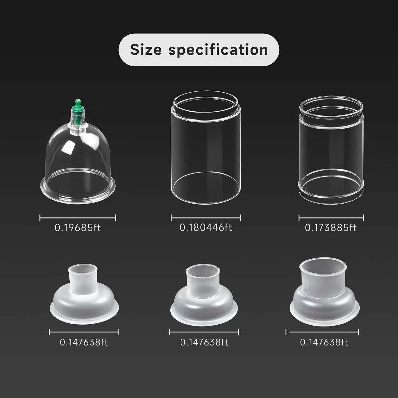 3-piece Joint Cupping/Suction Cup Set, with a powerful vacuum pump and shatterproof U-shaped cups, used for back massage and body relaxation – no batteries included, suitable for both men and women for body management