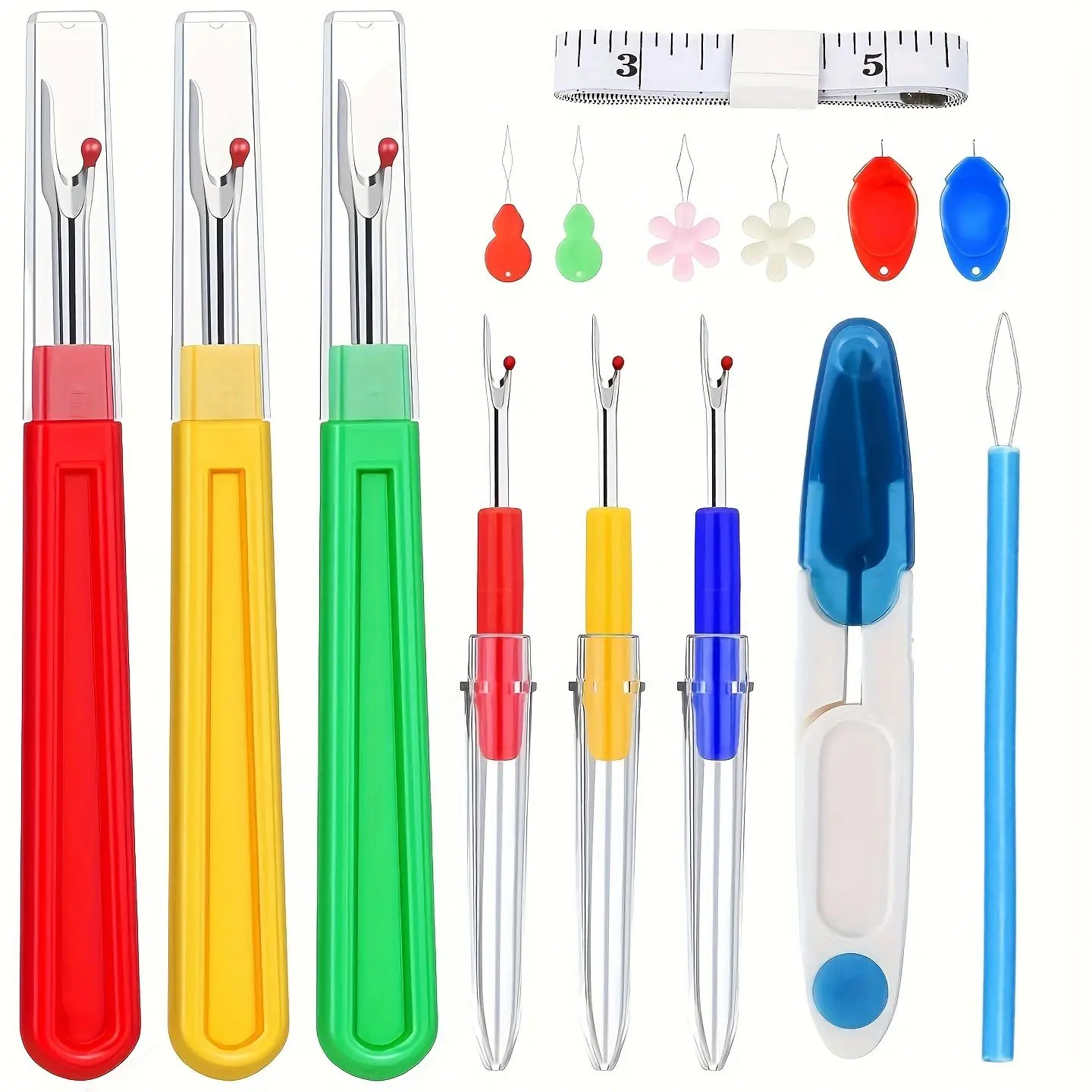15 piece set of sewing machine and tool kit - professional sewing machine, cutting machine, tape measure, needle, needle pad, and cutting tool, used for quick thread removal, DIY crafts, and home use
