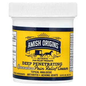 Amish Origins Deep Penetrating Greaseless Pain Relief Cream, 3.5 fl oz (99.22 g)