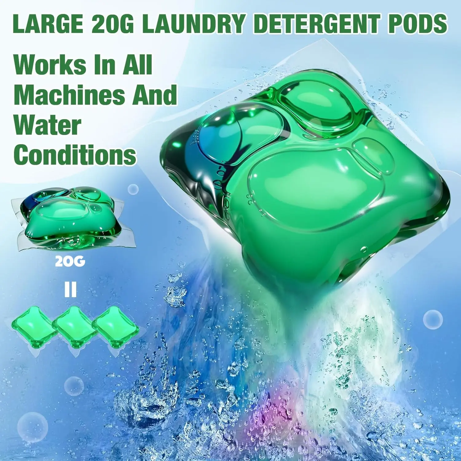 20g/pcs Extra large laundry capsules, Scent Booster Laundry Pods, Laundry detergent pods, 28/65 pieces, soft and color-protecting, stain removal, antibacterial and anti-mite, clean and fragrant, 7 days of fragrance