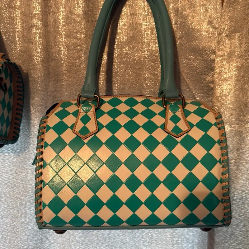 Medium speedy bag teal & white womens purse Medium speedy bag teal & white womens purse