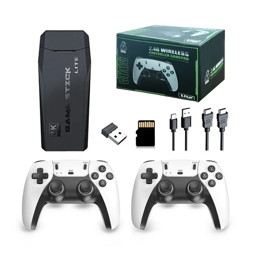 M8 4K Retro Game Stick, HD Home Video Retro GameConsole with 2 Wireless Controllers, HDMI Output,20000+ Built-in Games (128GB)