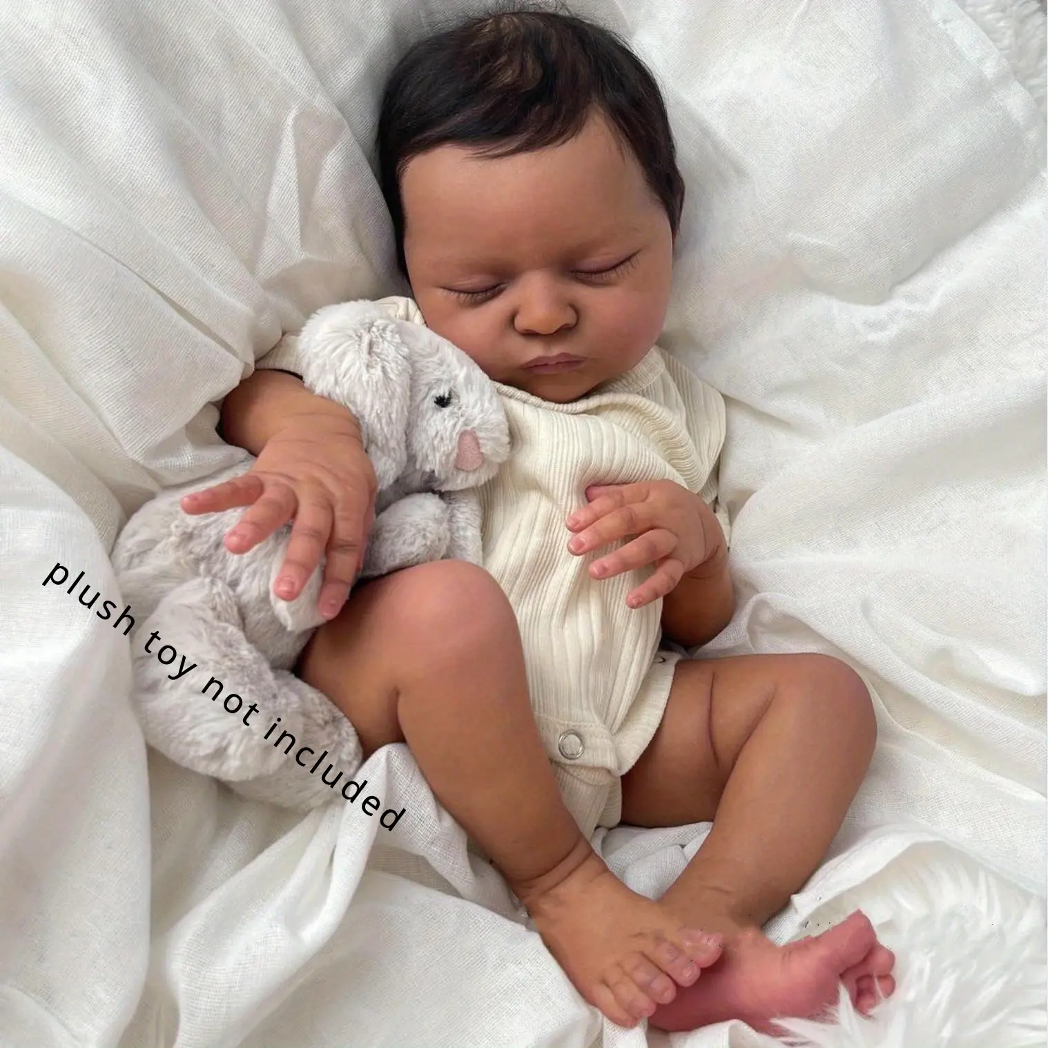BZDOLL 50cm (20in) Soft Vinyl Asleep Black Realistic Newborn Baby Doll - Hand-Rooted Hair Sleeping Doll, Soft Cuddly Kids Birthday Gift for Halloween, Christmas (Dolls & Stuffed Toys), Realistic Baby Dolls, Soft Cuddly Gift