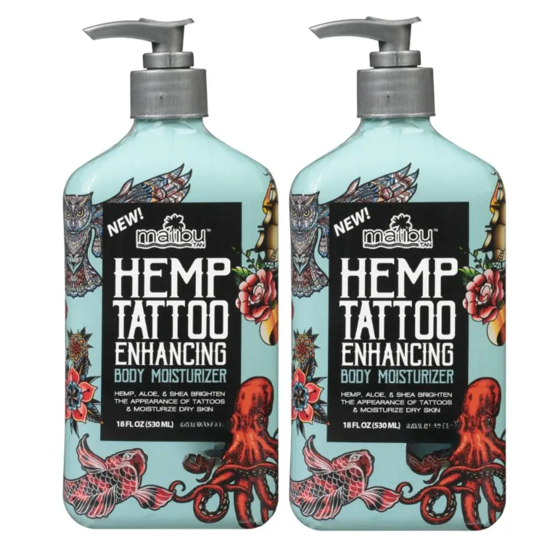 MalibuHemp Tan, Body Moisturizing Lotion for Tattoo Enhancement, 18 Fluid Ounces, 2 Pack