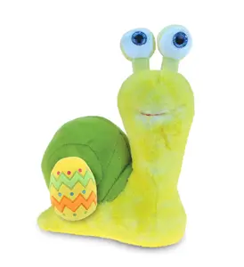 DolliBu Super Soft Yellow Snail Easter Stuffed Animal Doll - 100% Polyester, 7lX3wX9h Inches, Add-On Options, Boy-Friendly, With Yellow Easter Egg, 1 Plush Toy