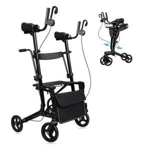 All Terrain Rollator Walker for Seniors with Seat, Heavy Duty Upright Walker with 10" Big Wheels, Foldable Lightweight Rolling Walker Supports 450 lbs