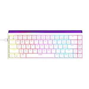 AJAZZ NK68 small configuration mechanical keyboard red switch 68% compact configuration side engraved contour socket hot-swappable OEM colorful light effect compatible with multi-system DIY suitable for e-sports games and office portable small keyboard