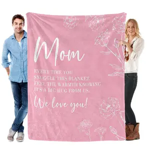 Gifts for Mom Mothers Day, Mom Birthday Gifts Blanket, Moms Gift for Women from Daughter Son, We Love You Present for Mother Mommy Christmas 60" x 50", Pink